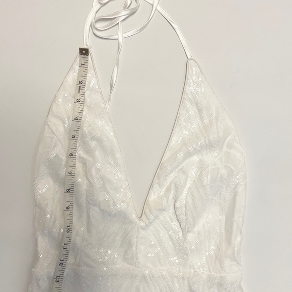 Lulus | White | Sequin | V-Neck | Backless | Mini | Dress | Size XS - Picture 13 of 15